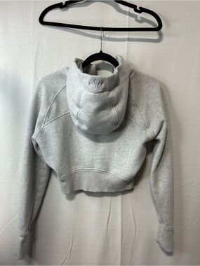 lululemon Heather Light Gray Cropped Hoodie with Embroidered Logo
